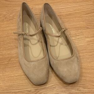 Veronica Beard Beige Suede Mary Jane Loafers